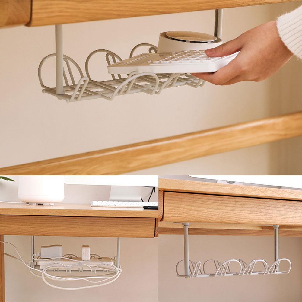 Under Desk Cable Hooks Management Tray Storage Organizer Wire Cord