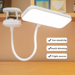 Clip-on LED eye protection desk lamp USB rechargeable touch desk lamp suitable for students to read office bedroom desk lamp
