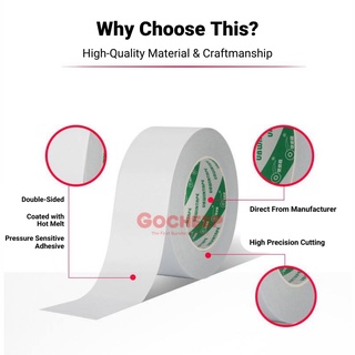(3Rolls) Compact Double Sided Tape Masking Tape Clear White Tape Duct Tape Stationeries Warehouse Tape GoCHEEP #5