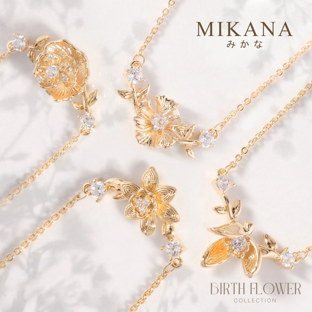 Mikana Birth Flower 18k Gold Plated Pendant Necklace Collection Accessories Jewelry For Women