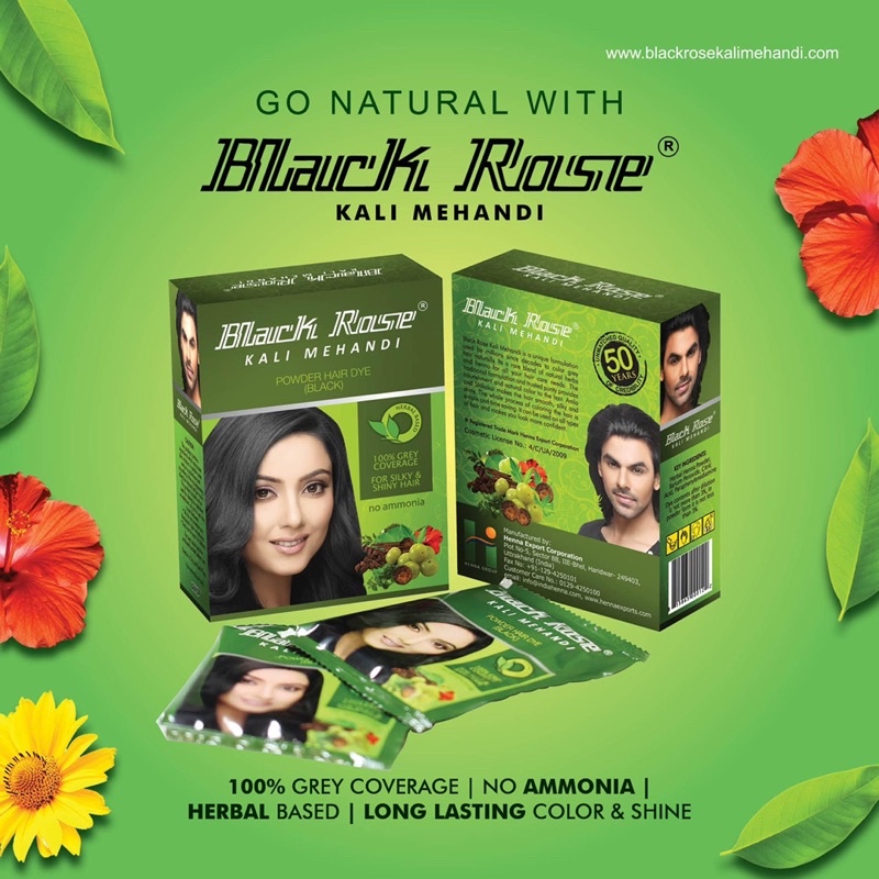 Black Rose Kali Mehandi Hair Dye (Black) | No Ammonia | For Silky & Shiny  Hair | Shopee Singapore