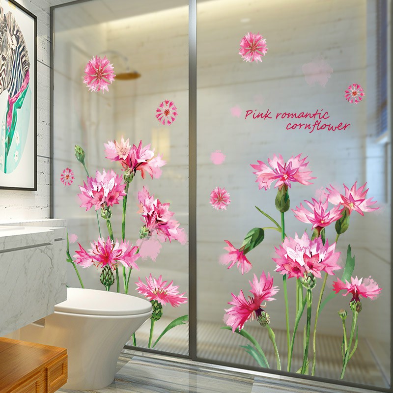 Bathroom Glass Door Stickers Creative Bathroom Shower Room Sliding Door Decoration Decals 3d Three Dimensional Flower Window Decals Shopee Singapore