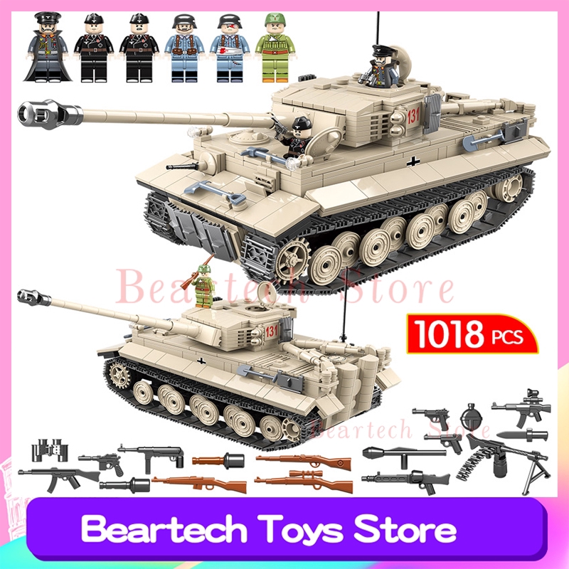 1018pcs Military Tiger Tank Building Blocks with WW2 Soldier Figures Toys Bricks 