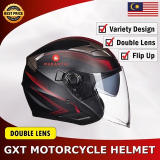 [Shop Malaysia] helmet motor gxt topi keledar motorcycle helmet double visor open face motosikal bike helmet moto stylish dual lens
