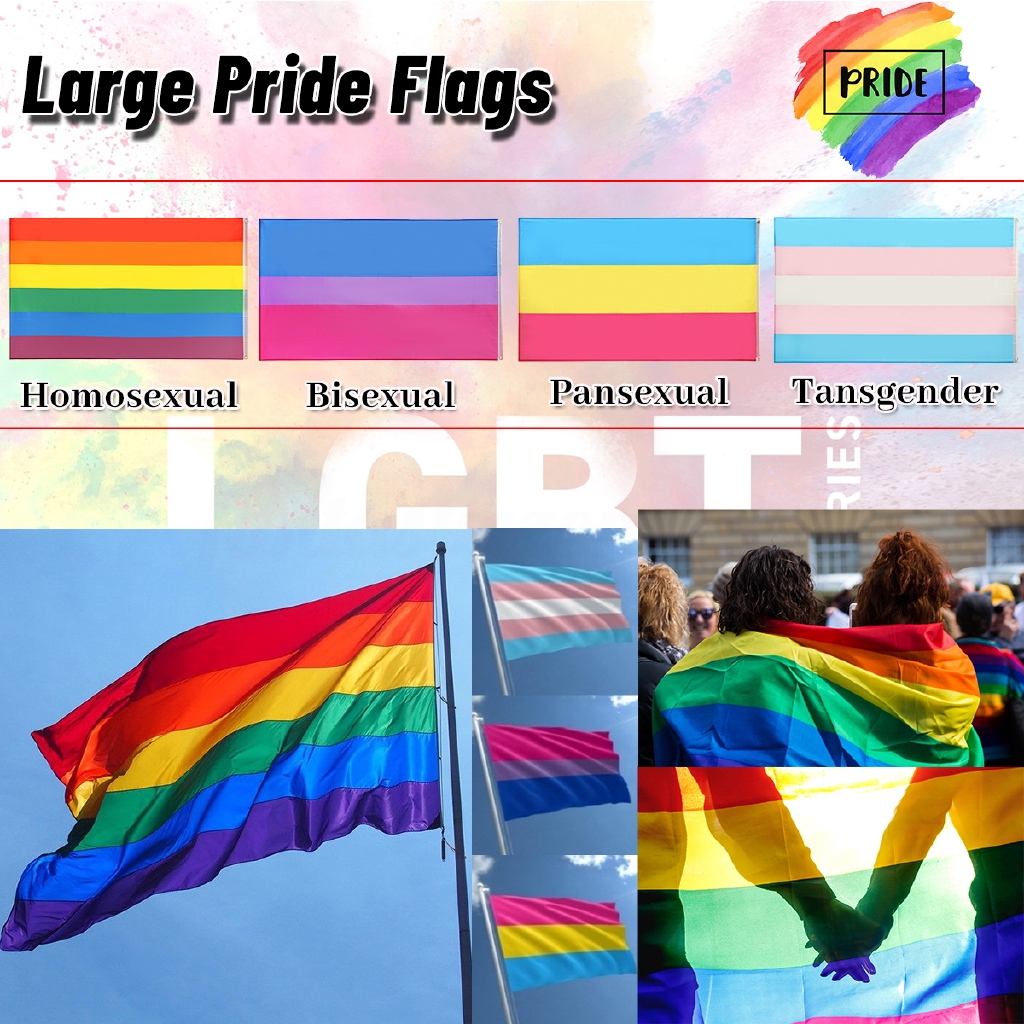 Lgbt 3x5 Ft Large Flag Gay Pride Lesbian Transgender Lgbtq Banner Parade 90x150cm Shopee Singapore