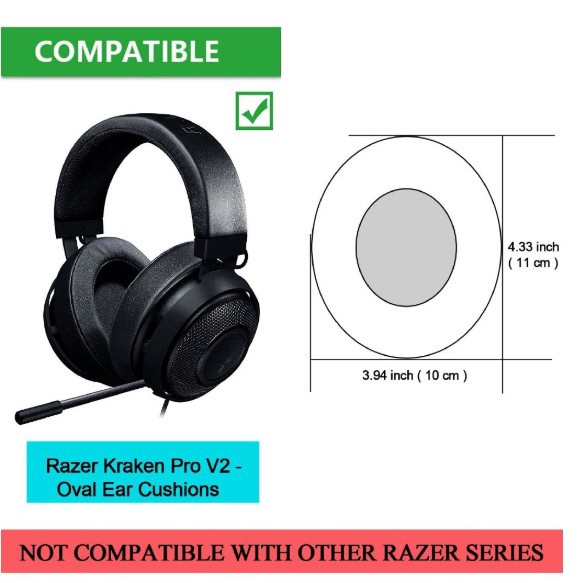 1 Pair Cooling Gel Infused Ear Cushion Earpads Replacement For Razer Kraken Pro V2 7 1 V2 Gaming Headset Shopee Singapore