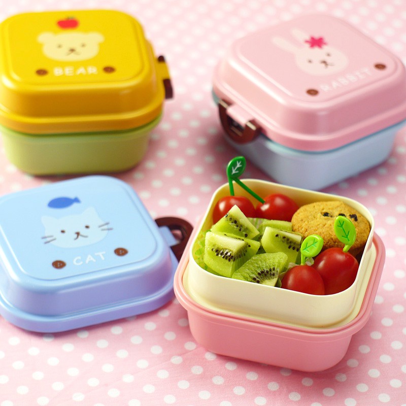 Food Grade Cartoon Animal Lunch Box for Kids Double Layer Bento Boxes