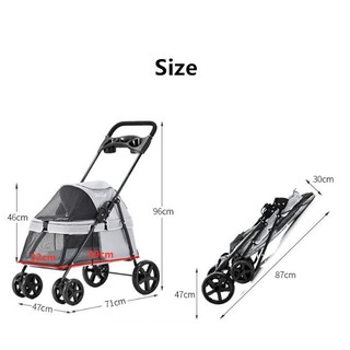 Multifunctional Collapsible Pet Stroller Small and Compact 4-Wheel Pet Sports CarSuitable for Cats and Dogs Outdoor Supp #5