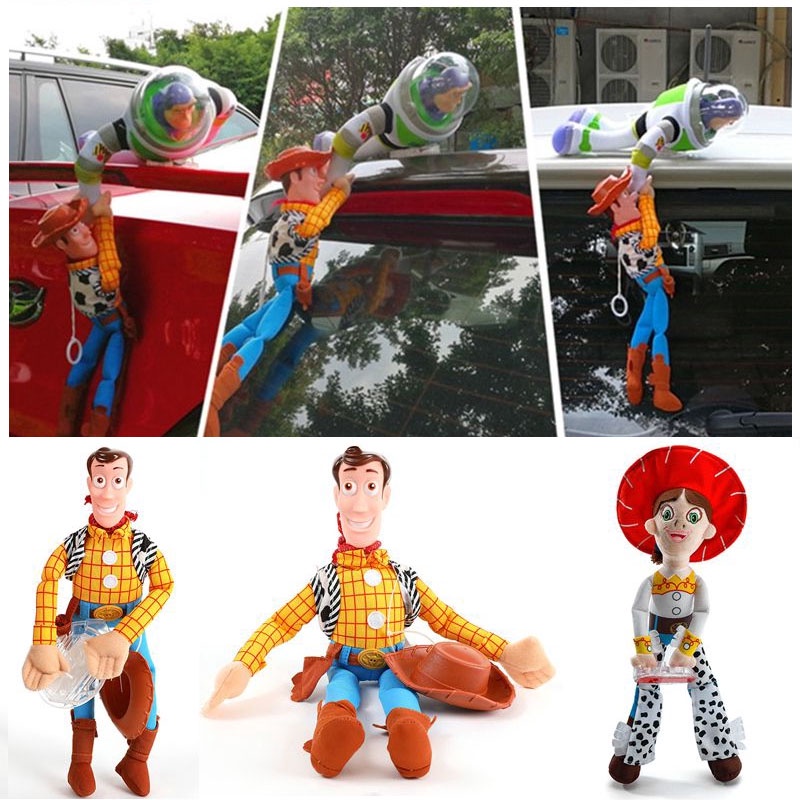 Funny 3D Toy Story 4 Sherif Woody And Buzz Car Doll Outside Car Hanging Gift