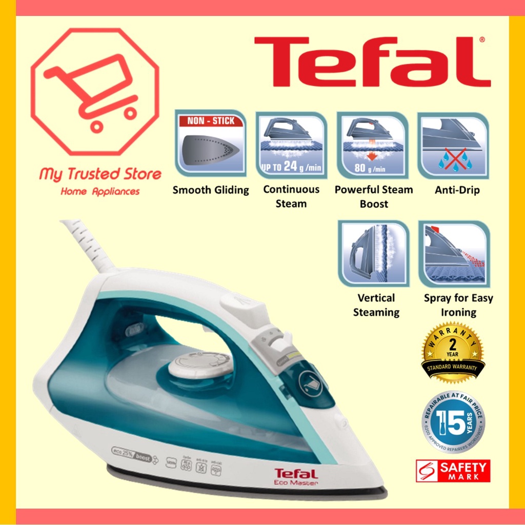 Tefal (FV1721) Eco Master Steam Iron 1800W Shopee Singapore