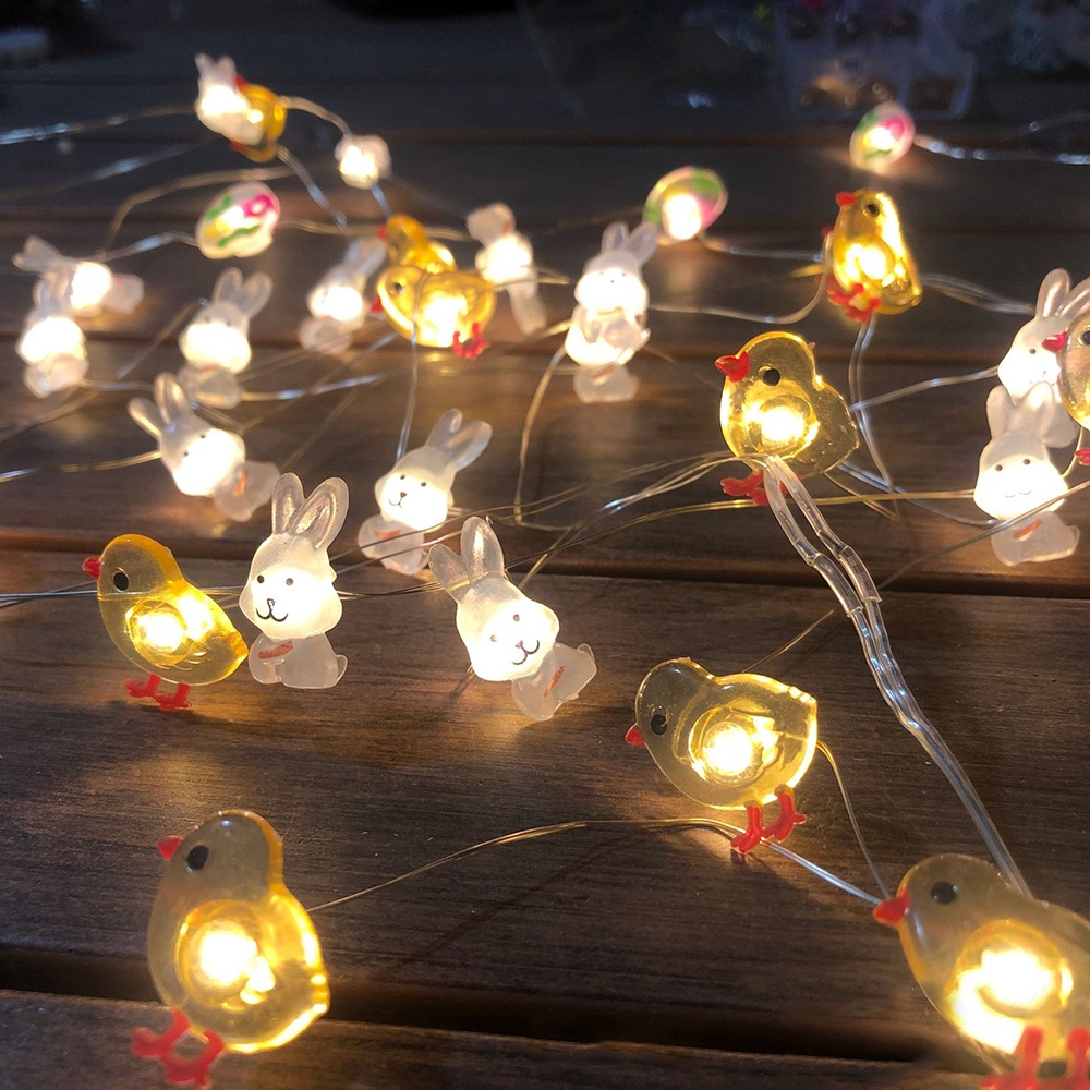 2M/20 LED String Lights Copper Wire Lights Fairy Lights Rabbit Egg Lights Easter Theme Home Interior Party Decorations
