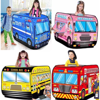 Children Play Tent Kids Bus Folding Police Fire-Engine Ice-Cream School Bus Tent All Time Favourite