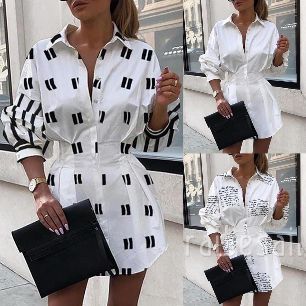 Rs Frauen Langarm A Line Swing Lose Tunika Top Bluse T Shirt Kleid Raise Shopee Singapore