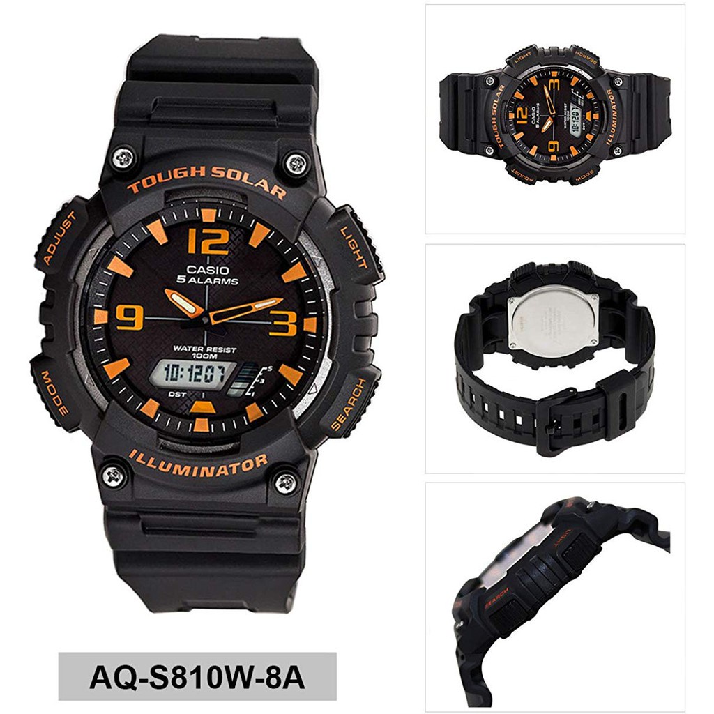 Original] Casio AQ-S810W-8A Solar-Powered Unisex Black Resin Strap Watch |  Shopee Singapore
