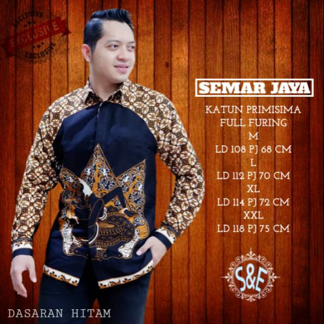 Black Long Sleeve Batik  Shirt SEMAR  JAYA The Latest Model 