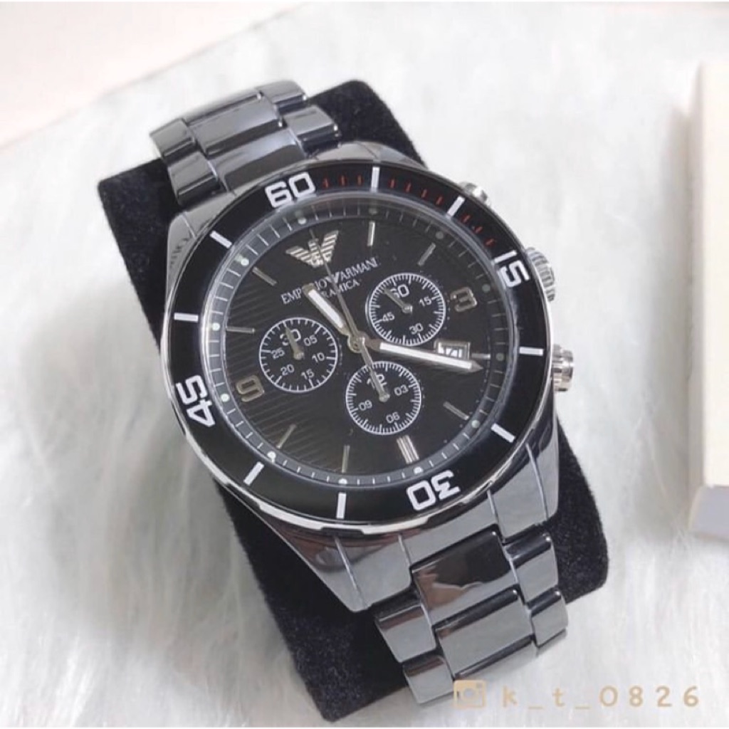 emporio armani black ceramic chronograph watch