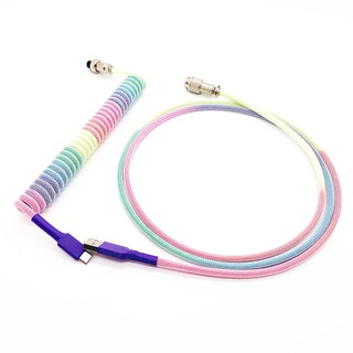 Custom Z Series Mechanical Keyboard USB Type C Coiled Cable Double Sleeved Outer Techflex Coiling Spring Cable Aviator