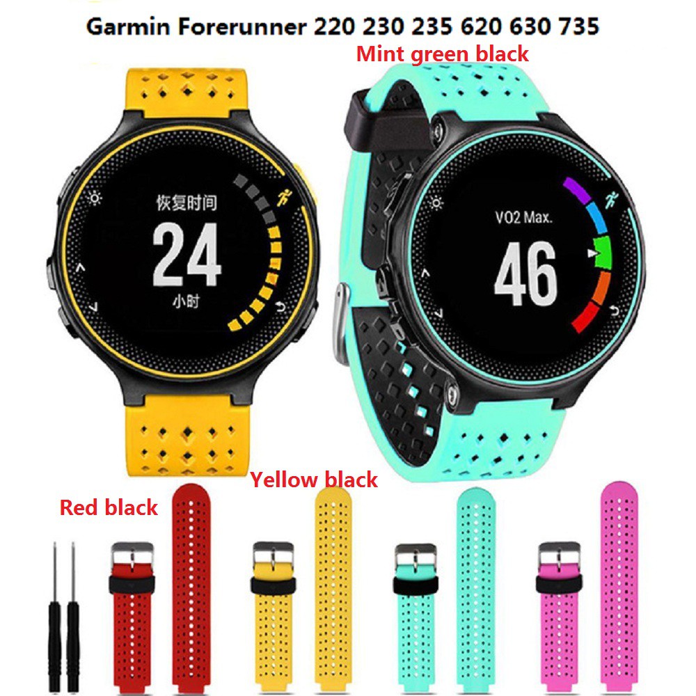 Bracelet Silicone Souple Compatible Garmin Forerunner 220/230/235/620/630/735XT – Confort Sport & Ventilation Optimale