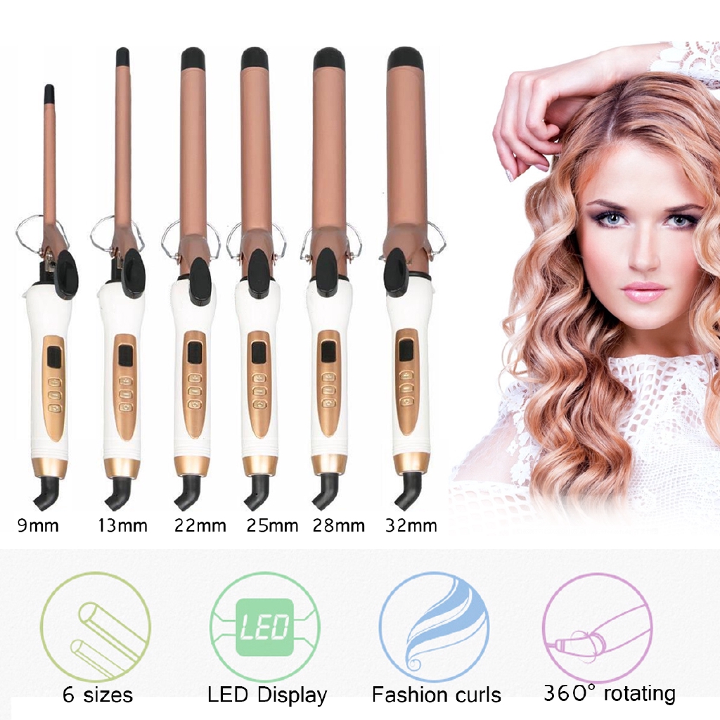 6 Size Ceramic Hair Curler Professional Curling Iron Tongs Roller