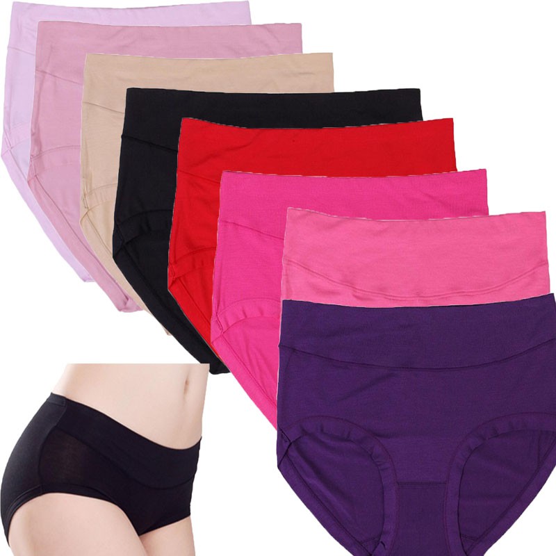 8pcs Plus Size Women Soft Brief Underwear Cotton Mid Waist Ladies Bamboo Panties Shopee Singapore