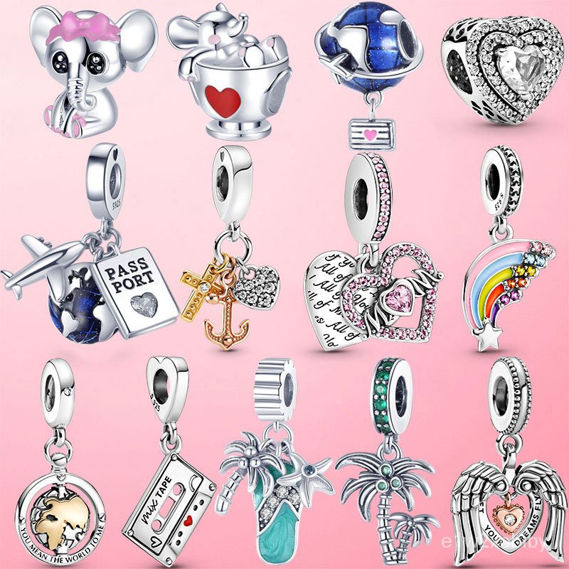 925 Sterling Silver Rainbow Heart Angel, Charms To Fit Pandora Bracelet