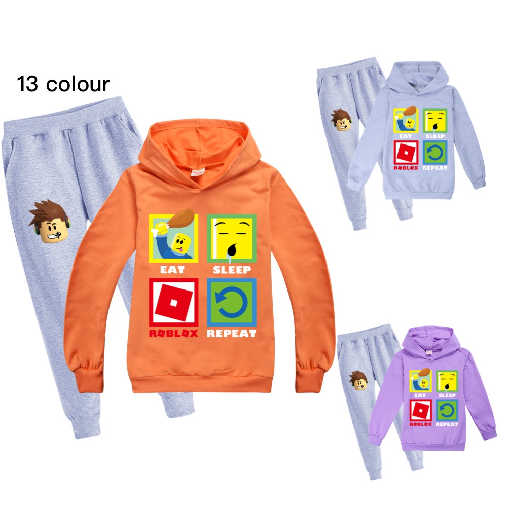Roblox Spot Spring And Autumn Hot Sale Cartoon Children S Hooded Sweater Trouser Suit Boys And Girls Long Sleeved Hoodie Sports Suit Two Piece Suit Shopee Singapore - roblox suit for sale