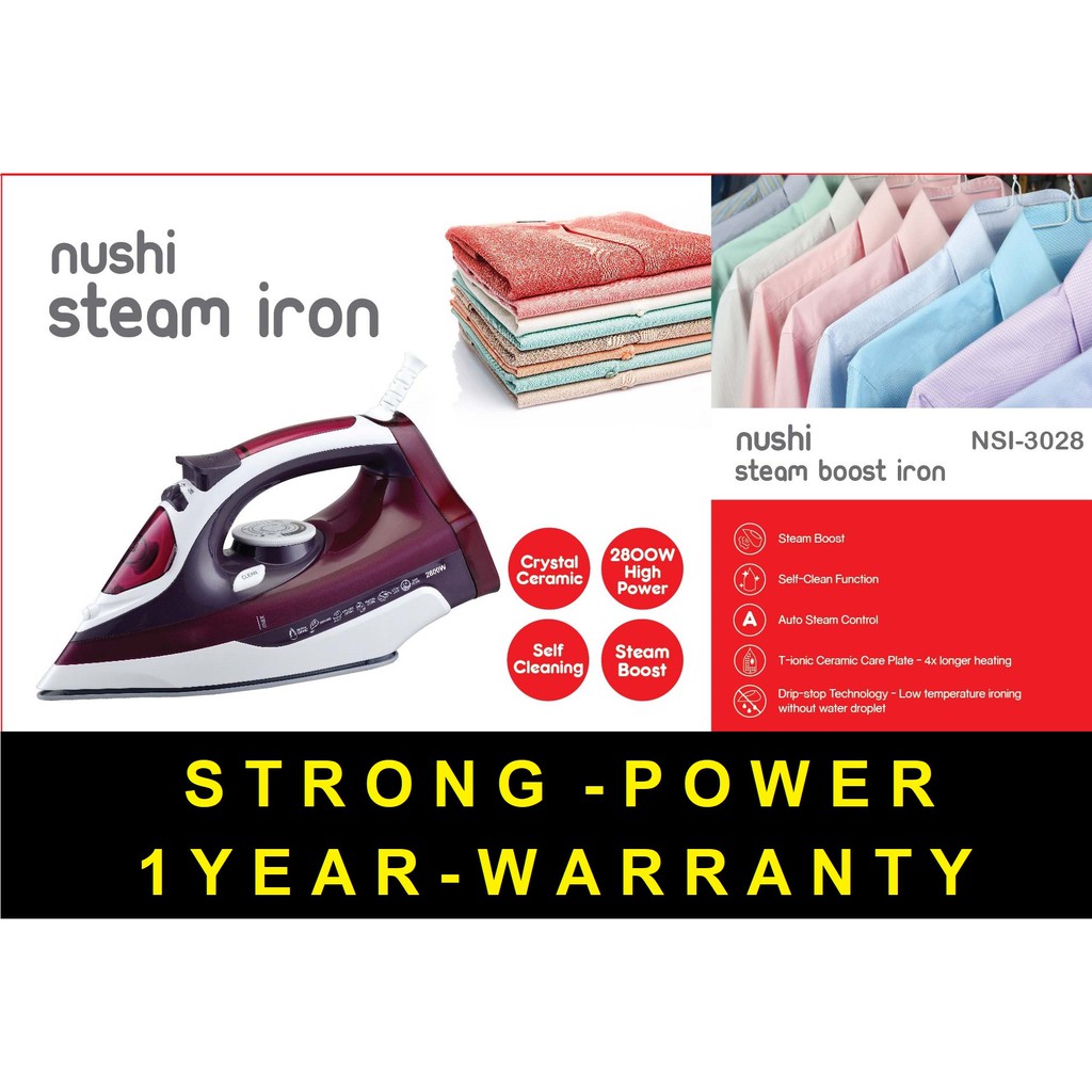 NUSHI STEAM IRON WRINKLES FAST IRON 2800W SG PLUG