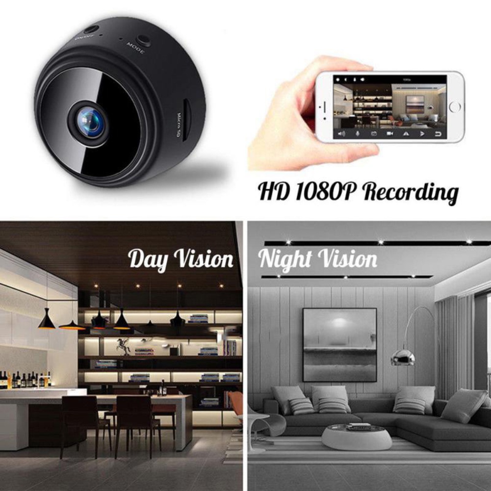 1080P HD A9 Hidden Camera Spy Camera Mini Camera CCTV Camera Wifi Connect to Cellphone Wireless WiFi IP Network Monitor webcam Security Camera home living DVR Night Vision Camera 【Bluey】
