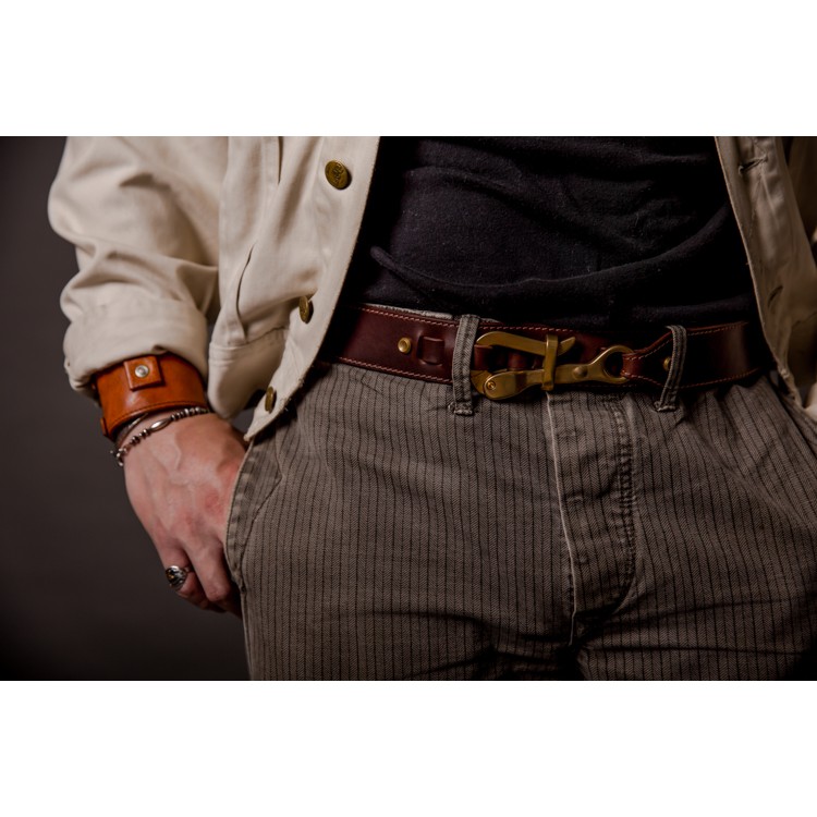 HEYOU Handmade Vintage Look Saddle Leather Belt Type.2
