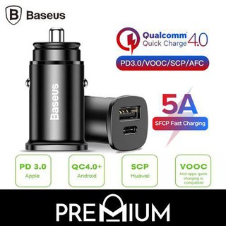 BASEUS PPS QC4.0 PD3.0 Smart Car Charger Type-C PD+USB Quick Charge Car Adapter