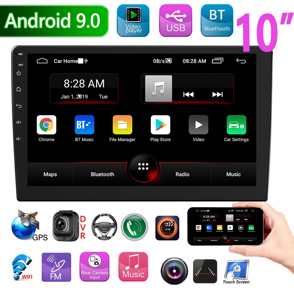 Double DIN Car Stereo Android 9.0 10 inch Head Unit GPS
