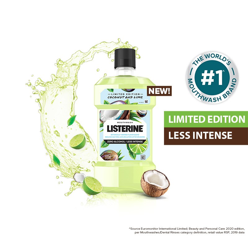 Listerine Limited Edition Mouthwash Coconut and Lime, 500mL Shopee