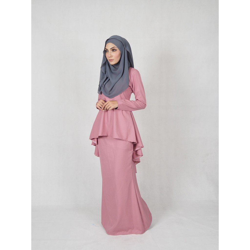 dusty pink baju kurung