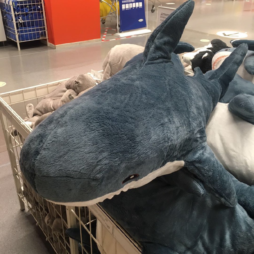 80cm/100cm Ikea Ikea Big Shark Pillow Doll Plush Toy Doll Shopee