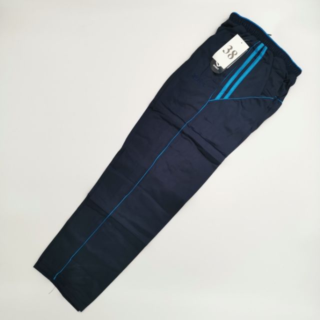 black and blue track pants