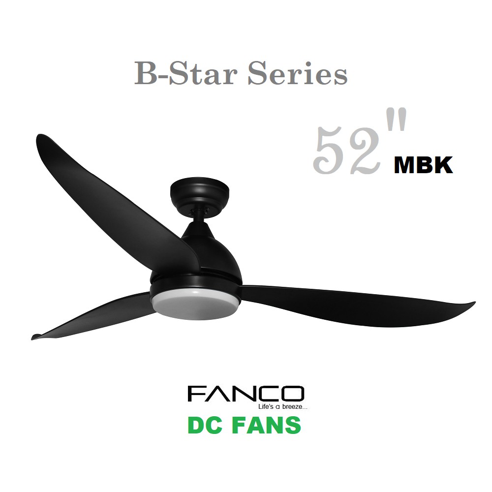 Fanco BSTAR DC Ceiling Fan 52" Matt Black/Matt White/Wood Color Shopee Singapore