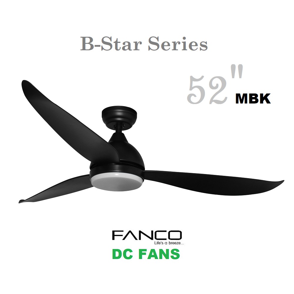 Fanco B-STAR DC Ceiling Fan 52" Matt Black/Matt White/Wood Color ...