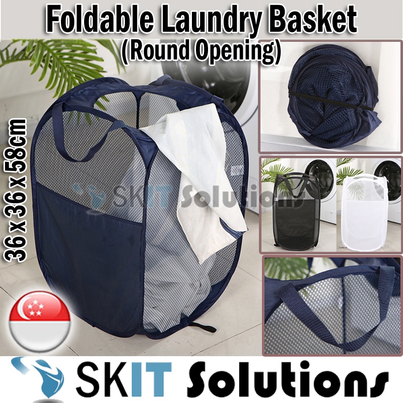 Th 2022 Reinforced Popup Mesh Laundry Basket With Durable Handle