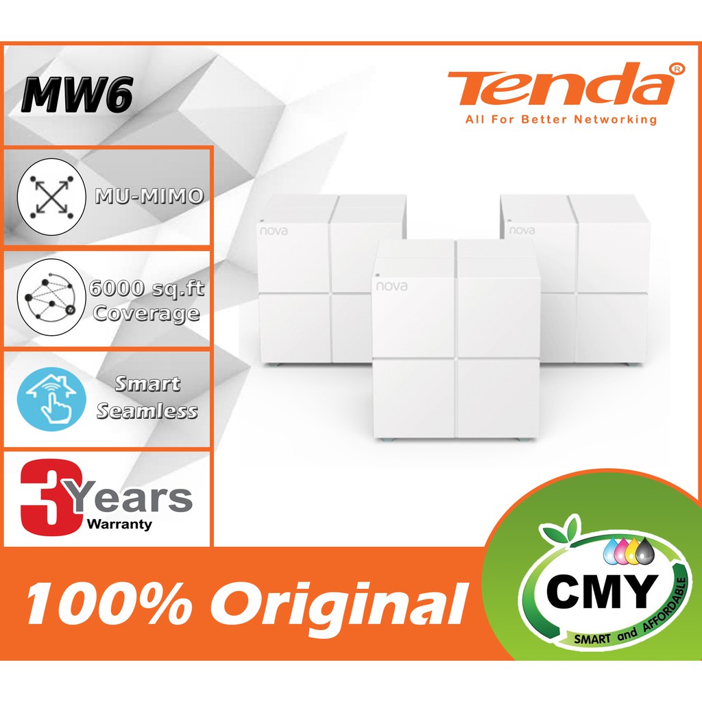 Tenda Nova Mw6 Gigabit Ac1200 Mu Mimo Wireless Mesh Wifi Router System For Unifi Turbo Maxis Fibretime Fiber Shopee Singapore