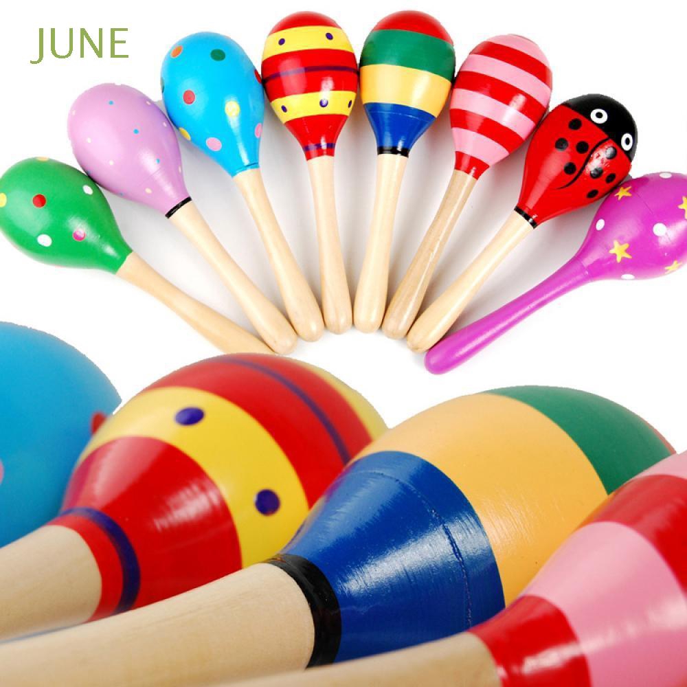 Wooden Maraca Wood Rattles Kids Percussion Musical Hand Shaker Toys L0W9 