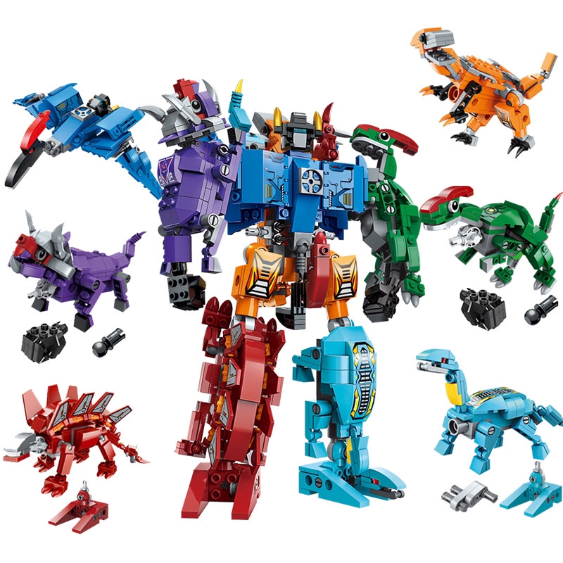 553 pcs/set 6 In 1 Dinosaur Robot Building Blocks Compatible Lego Brick