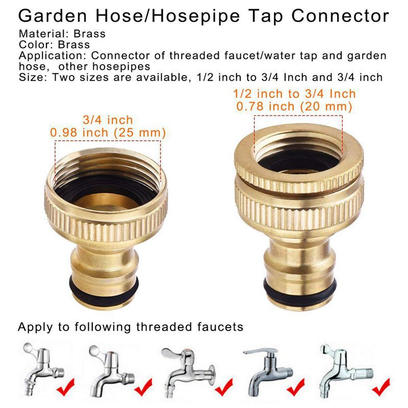 2 Pack Brass Garden Hose Hosepipe Tap, 1 2 Inch Garden Hose