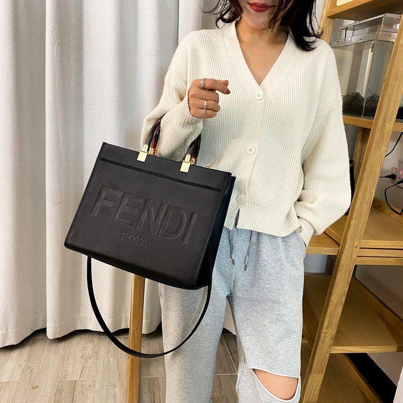 Ready Stock Popular Tote Bag Female Korean Version New Style Portable Fashion Trendy Printed Letter Solid Color One-Shoulder Messenger