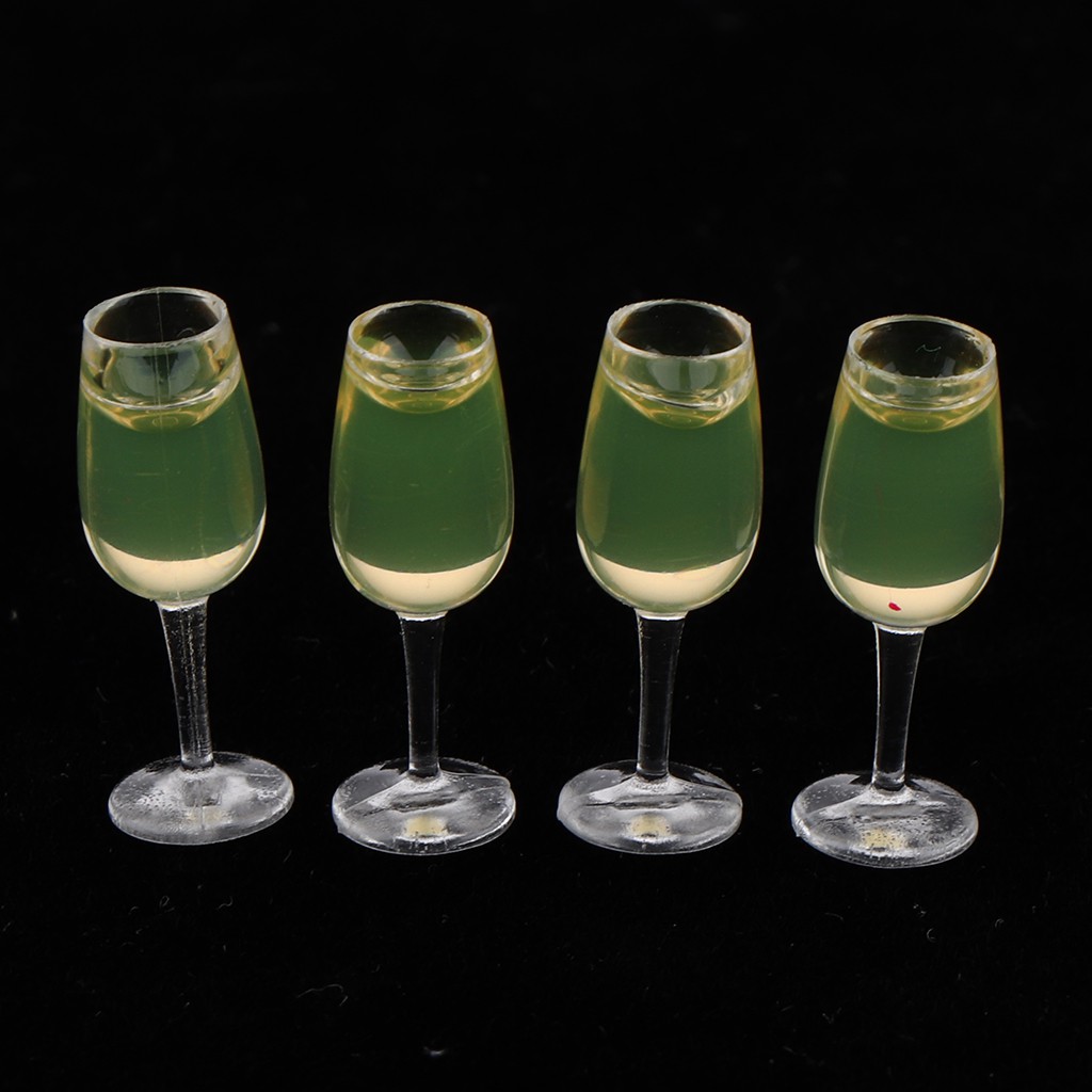 4pcs Dollhouse Miniatures Plastic Wine Glasses Table Decoration
