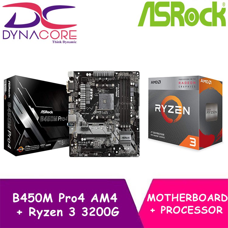 Dynacore Asrock B450m Pro4 Am4 M Atx Motherboard Amd Ryzen 3 30g Shopee Singapore