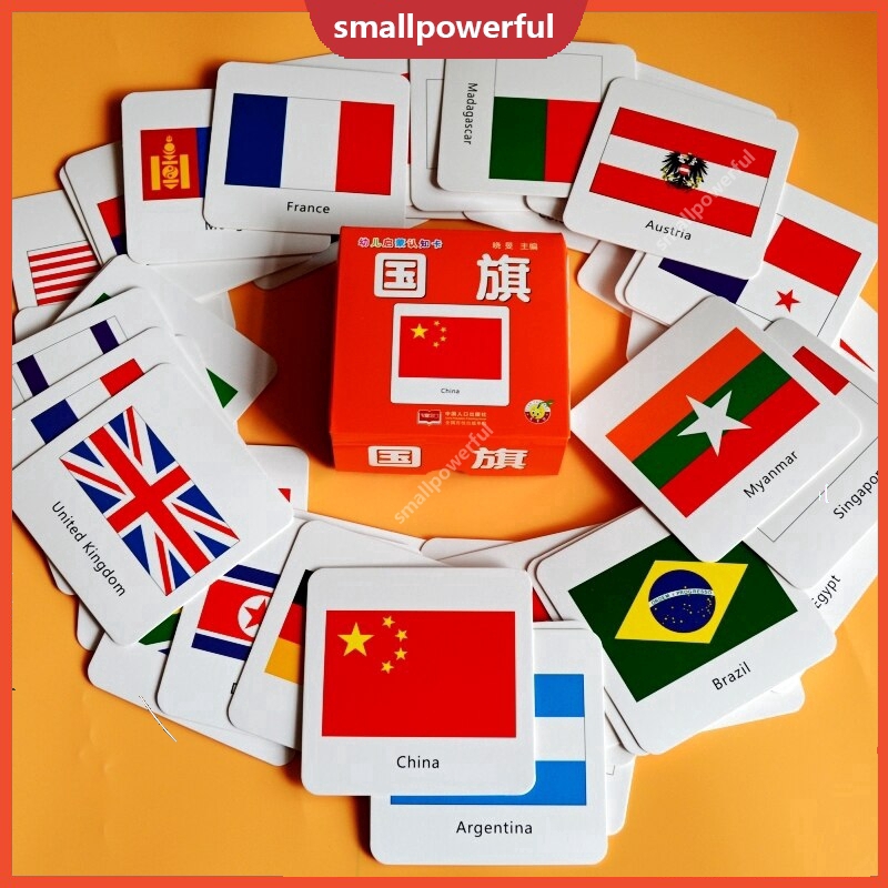 Sma 44pcs National Flag Flashcards Country Baby Cognitive Card English Games Kids Educational Toys For Children Memory Toy Shopee Singapore