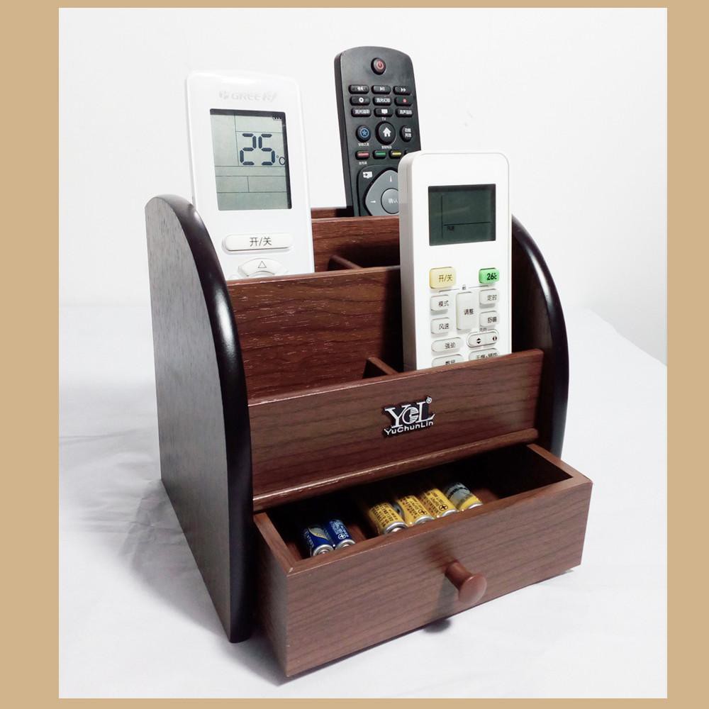 Remote Control Organizer With Drawer Wood Makeup Organizers