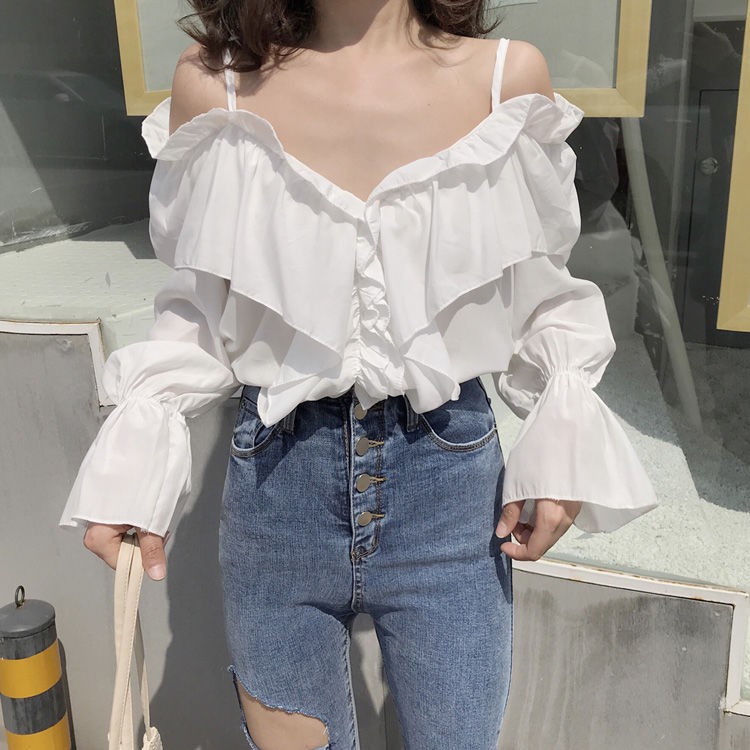 one shoulder chiffon top