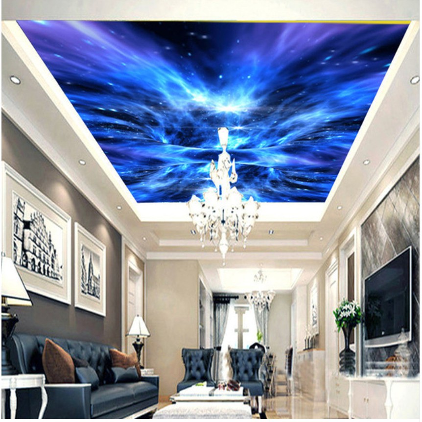 Blue Aurora Cosmic Galaxy Ceiling Ceiling Background Wallpaper Mural 3d