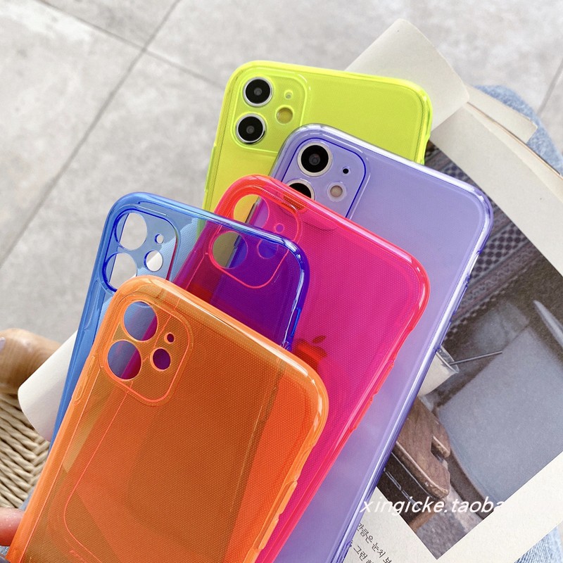 Fluorescent Color Purple For 11 Promax Apple X Xr Mobile Phone Shell Iphone 7 Anti Fall 8 ...